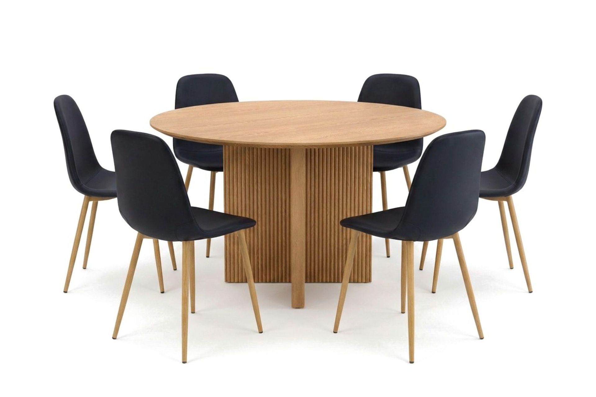 Edda spisegruppe rund 130 cm eik med 6 Nibe spisestoler - Eik