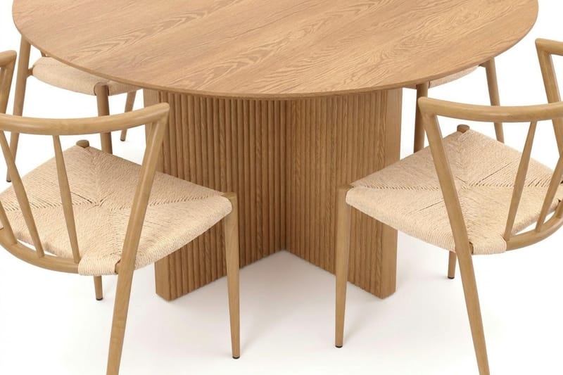 Edda spisegruppe rund 130 cm eik med 6 Winston spisestoler - Eik - Møbler - Bord - Spisegrupper