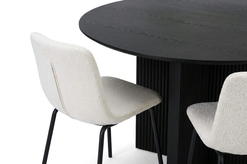 Edda spisegruppe rund 130 cm svart med 6 Katy spisestoler - Svart - Møbler - Bord - Spisegrupper