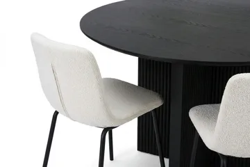 Edda spisegruppe rund 130 cm svart med 6 Katy spisestoler - Svartbeiset eik - Møbler - Bord - Spisegrupper