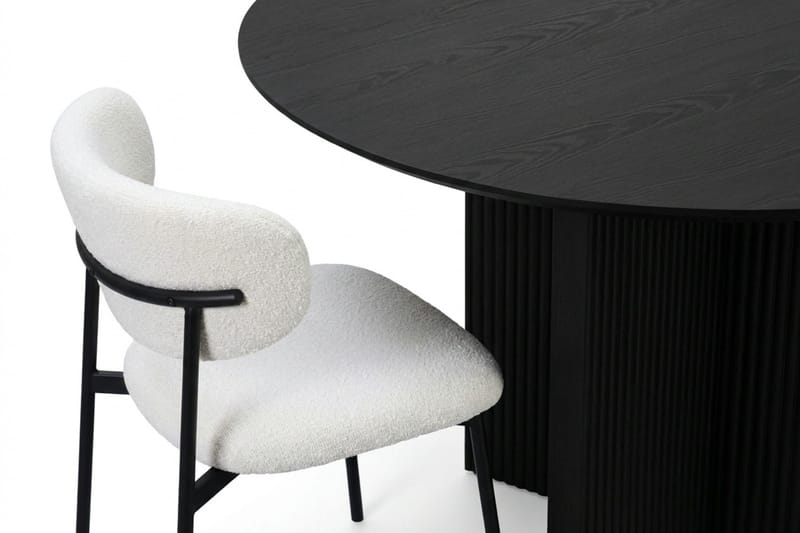 Edda spisegruppe rund 130 cm svart med 6 Lucy spisestoler - Svart - Møbler - Bord - Spisegrupper