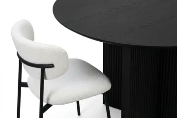 Edda spisegruppe rund 130 cm svart med 6 Lucy spisestoler - Svartbeiset eik - Møbler - Bord - Spisegrupper