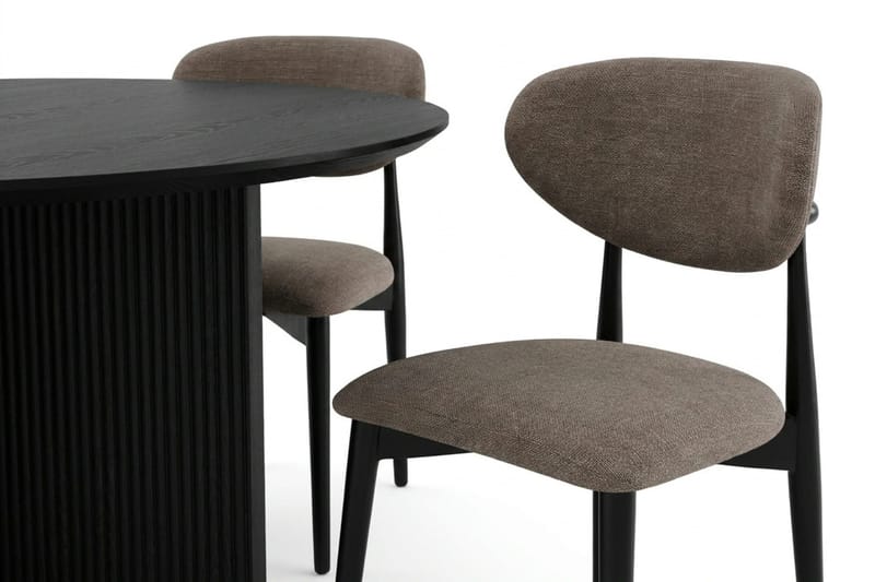 Edda spisegruppe rund 130 cm svart med 6 Molly spisestoler - Svart - Møbler - Bord - Spisegrupper