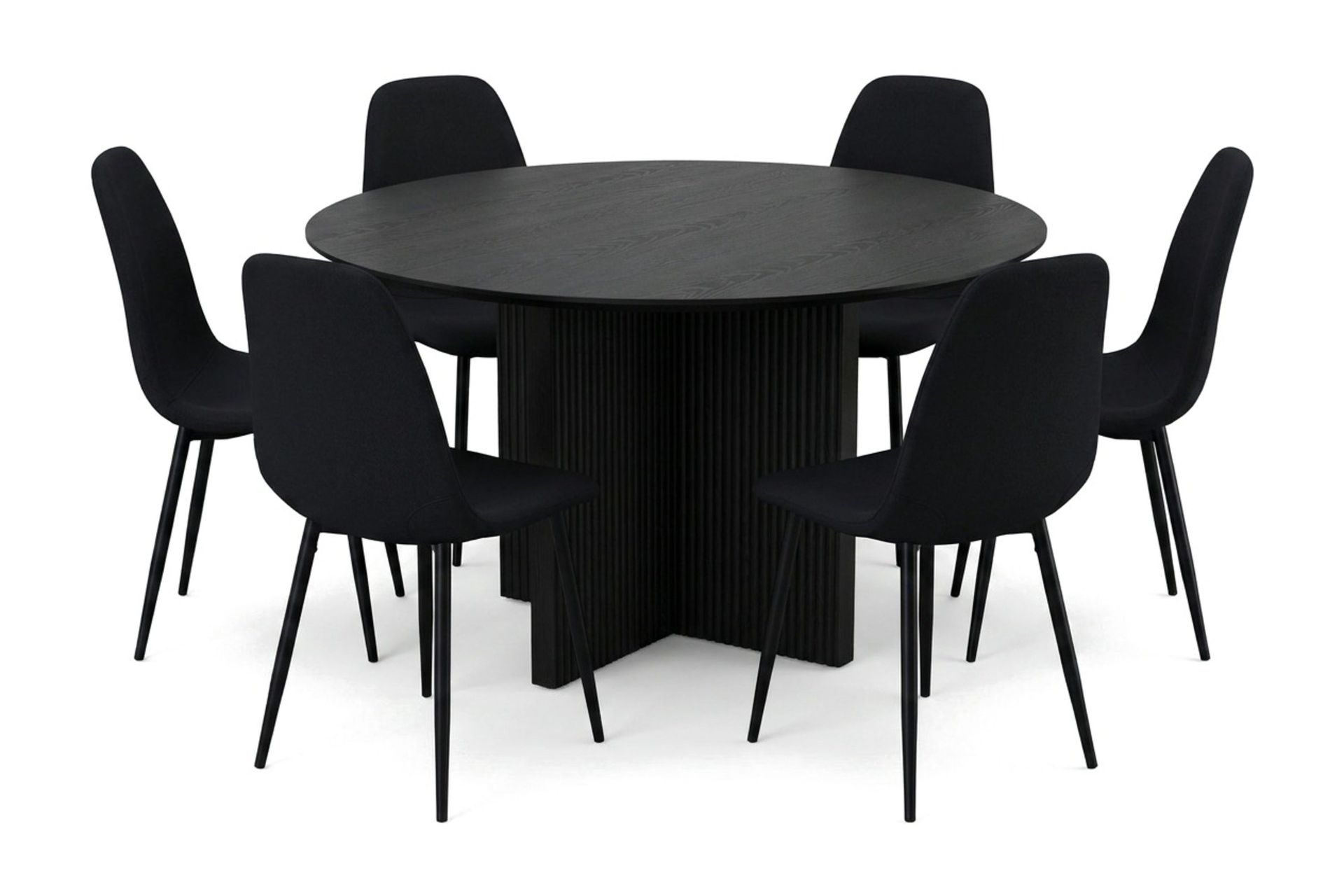 Edda spisegruppe rund 130 cm svart med 6 Nibe spisestoler - Svart