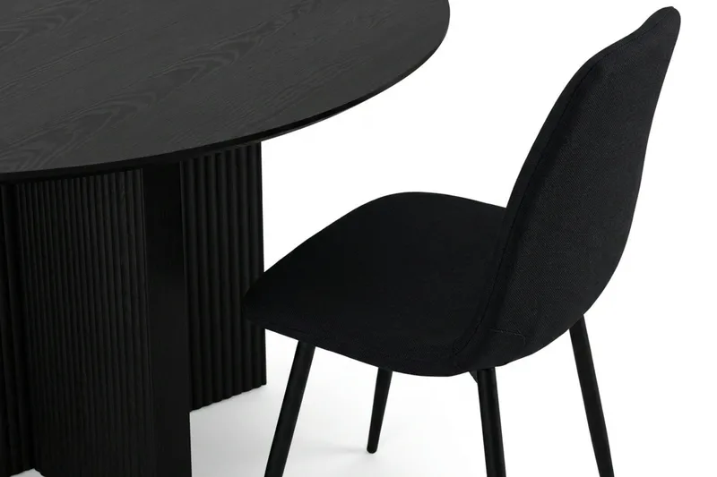 Edda spisegruppe rund 130 cm svart med 6 Nibe spisestoler - Svart - Møbler - Bord - Spisegrupper