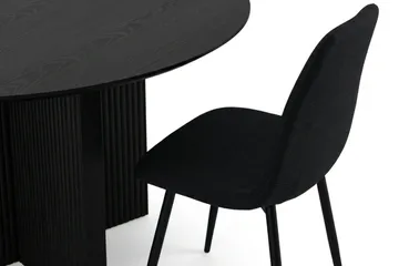 Edda spisegruppe rund 130 cm svart med 6 Nibe spisestoler - Svartbeiset eik - Møbler - Bord - Spisegrupper