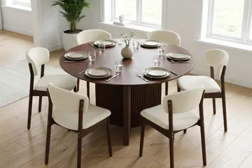 Edda spisegruppe rund 130 cm valnøtt med 6 Nala spisestoler - Valnøtt - Møbler - Bord - Spisegrupper