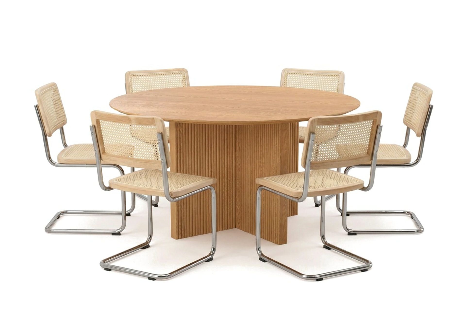 Edda spisegruppe rund 150 cm eik med 6 Build spisestoler - Eik