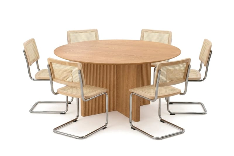 Edda spisegruppe rund 150 cm eik med 6 Build spisestoler - Eik - Møbler - Bord - Spisegrupper