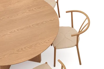 Edda Spisegruppe rund 150 cm Eik med 6 Elysia Spisestoler - Eik - Møbler - Bord - Spisegrupper