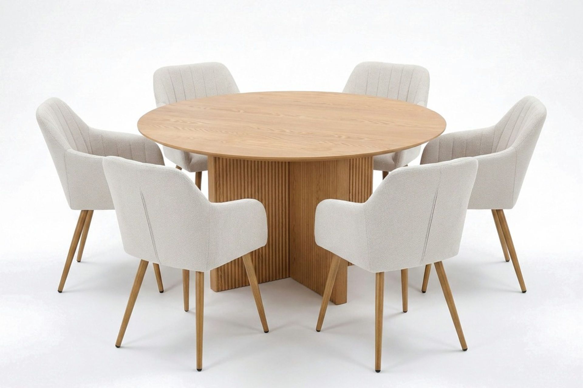 Edda spisegruppe rund 150 cm eik med 6 Filippa spisestoler - Eik