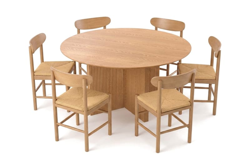 Edda spisegruppe rund 150 cm eik med 6 Malte spisestoler - Møbler - Bord - Spisegrupper