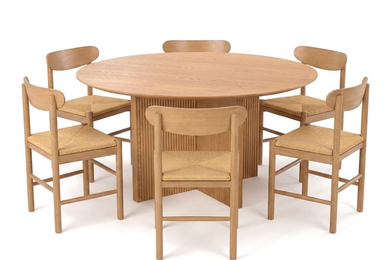 Edda spisegruppe rund 150 cm eik med 6 Malte spisestoler, undefined