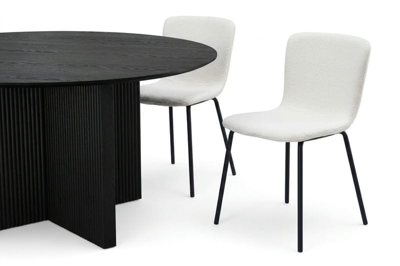 Edda spisegruppe rund 150 cm svart med 6 Katy spisestoler - Svart - Møbler - Bord - Spisegrupper