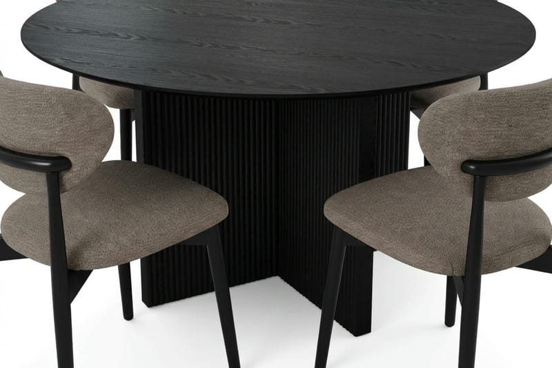 Edda spisegruppe rund 150 cm svart med 6 Molly spisestoler - Svart - Møbler - Bord - Spisegrupper