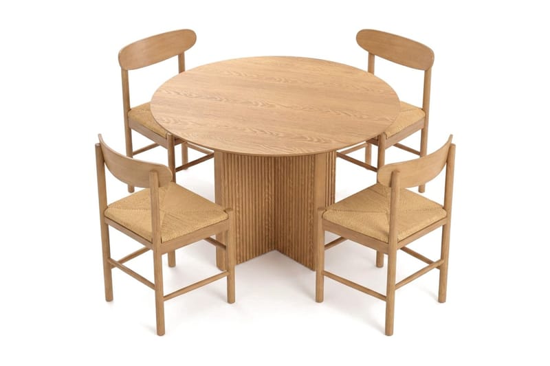 Edda spisegruppe rundt 110 cm eik med 4 Malte spisestoler - Eik - Møbler - Bord - Spisegrupper