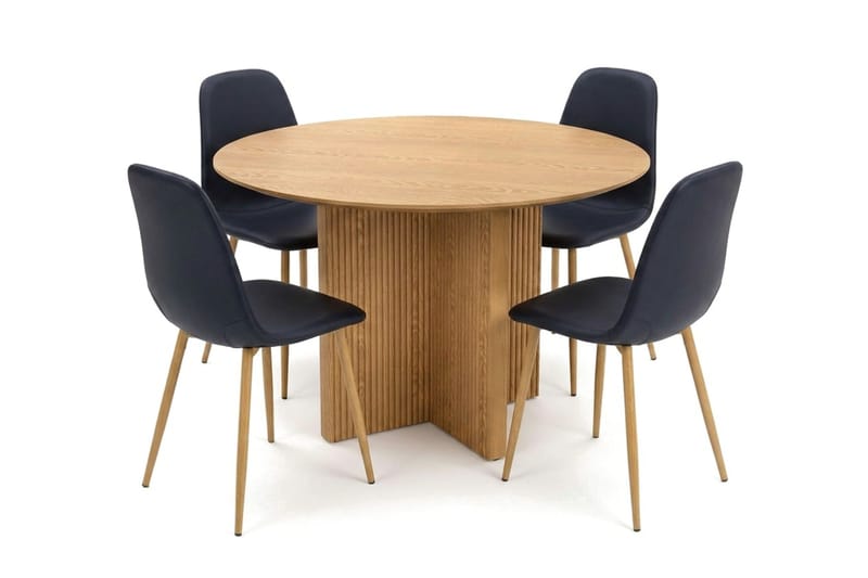 Edda spisegruppe rundt 110 cm eik med 4 Nibe spisestoler - Eik - Møbler - Bord - Spisegrupper