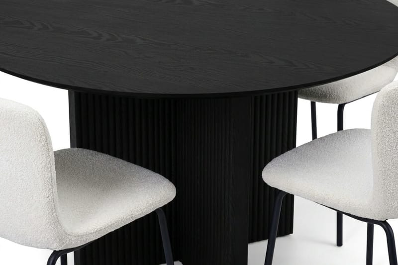 Edda Spisegruppe rundt 110 cm Svart med 4 Katy spisestoler - Svart - Møbler - Bord - Spisegrupper