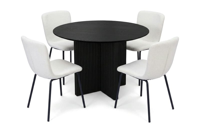 Edda Spisegruppe rundt 110 cm Svart med 4 Katy spisestoler - Svart - Møbler - Bord - Spisegrupper