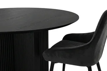 Edda spisegruppe rundt 130 cm svart med 6 Alsarp spisestoler - Svartbeiset eik - Møbler - Bord - Spisegrupper