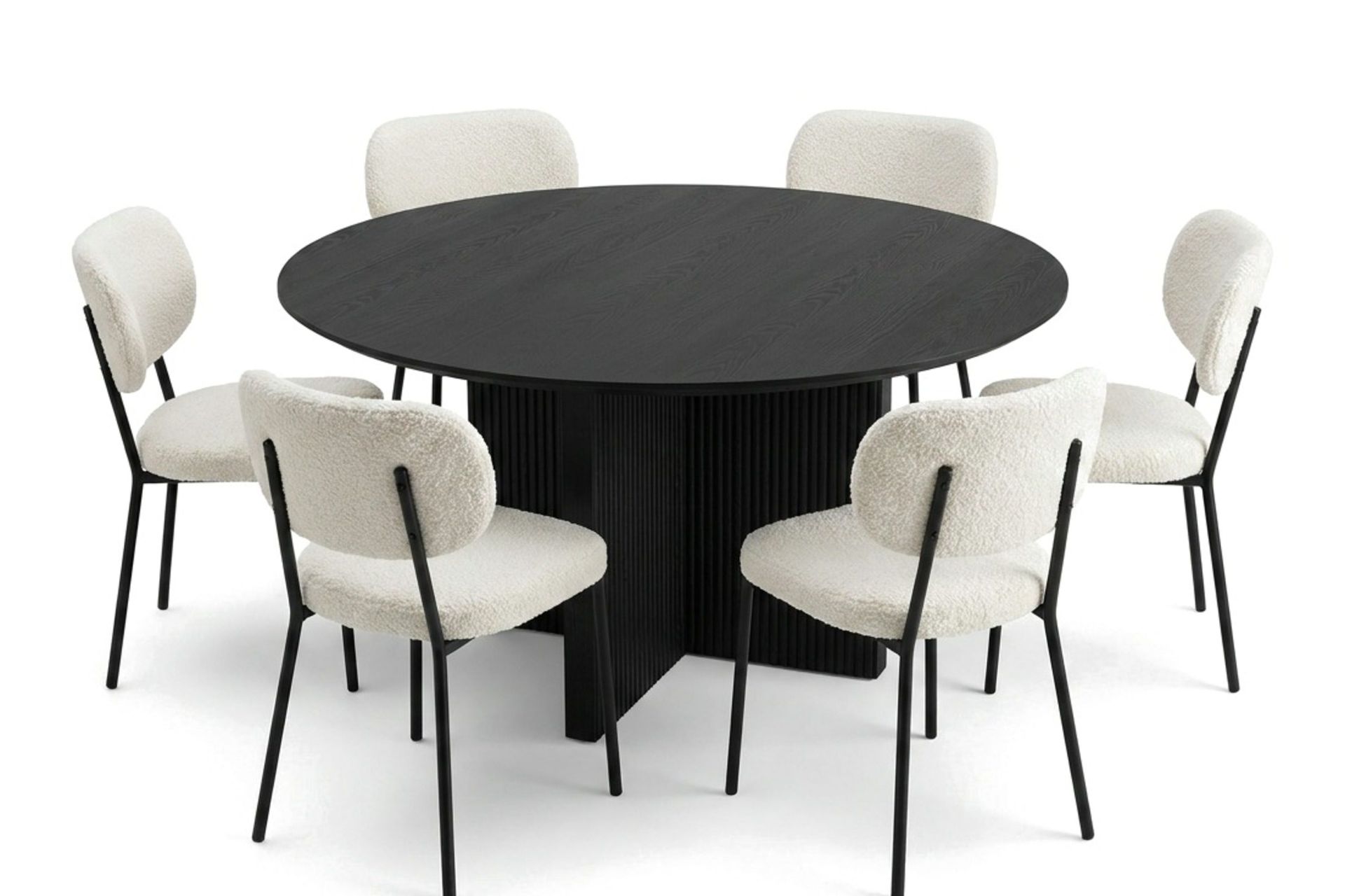 Edda spisegruppe rundt 130 cm svart med 6 Gemmiano spisestoler - Svart