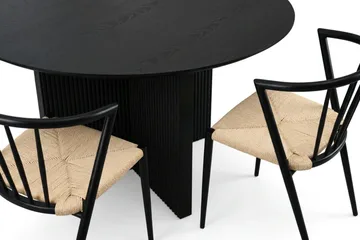 Edda spisegruppe rundt 130 cm svart med 6 Winston spisestoler - Svartbeiset eik - Møbler - Bord - Spisegrupper