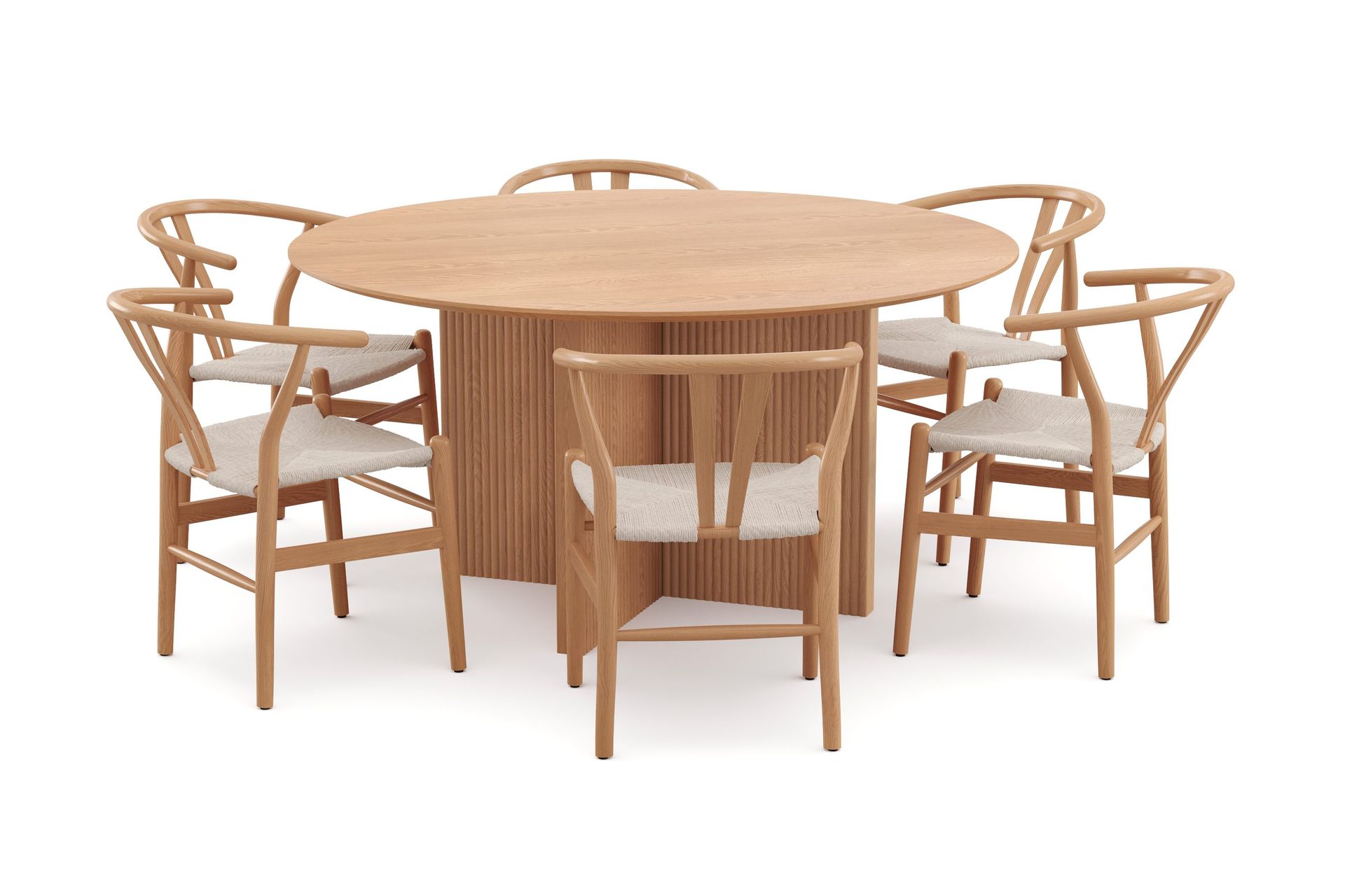 Edda spisegruppe rundt 150 cm eik med 6 Dastoori spisestoler - Eik