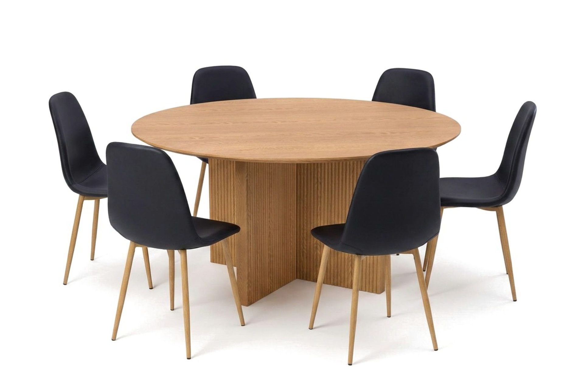 Edda spisegruppe rundt 150 cm eik med 6 Nibe spisestoler - Eik