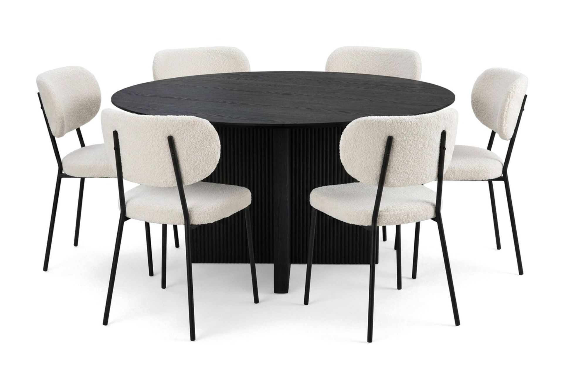 Edda spisegruppe rundt 150 cm svart med 6 Gemmiano spisestoler - Svart