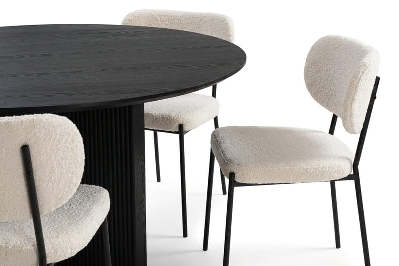 Edda spisegruppe rundt 150 cm svart med 6 Gemmiano spisestoler - Svart - Møbler - Bord - Spisegrupper