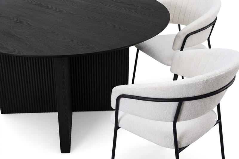Edda spisegruppe rundt 150 cm svart med 6 Karol spisestoler - Svart - Møbler - Bord - Spisegrupper