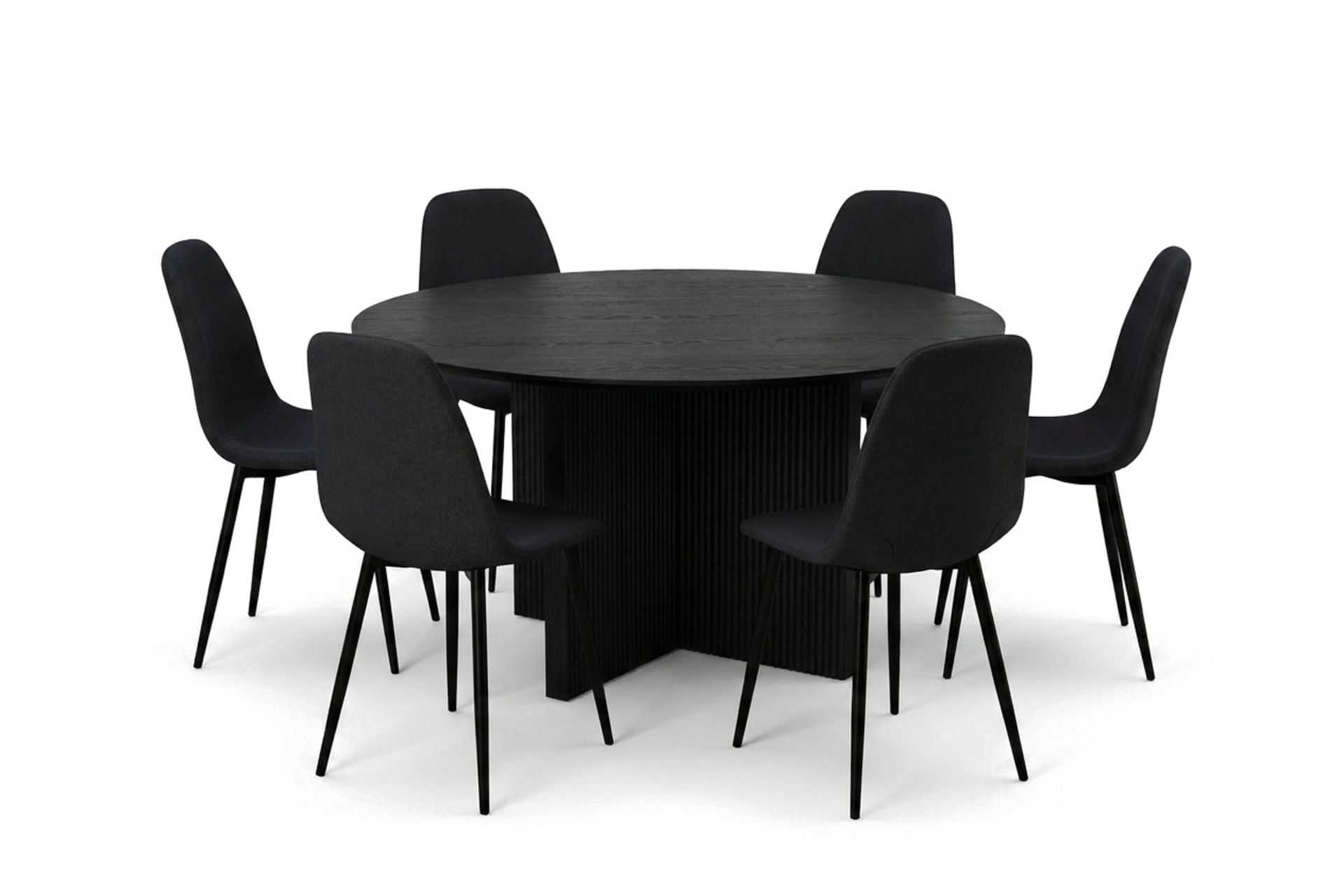 Edda spisegruppe rundt 150 cm svart med 6 Nibe spisestoler - Svart