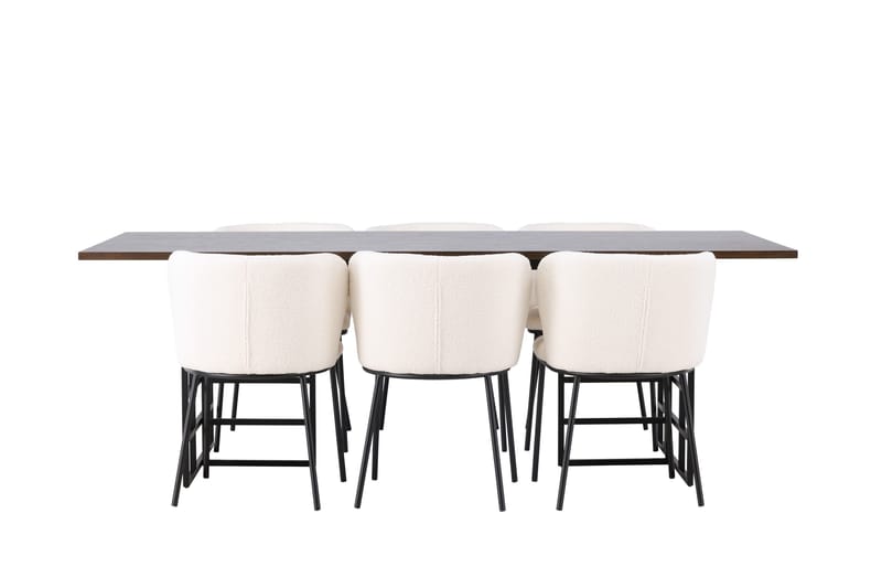 Edina Spisegruppe 220 cm Rektangulær med 6 Edina Stoler, Svart