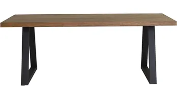 Eiken Stort Rektangulært Spisebord 200 cm i Tre med Eik- og Metallutseende - Brun - Møbler - Bord - Spisebord & kjøkkenbord