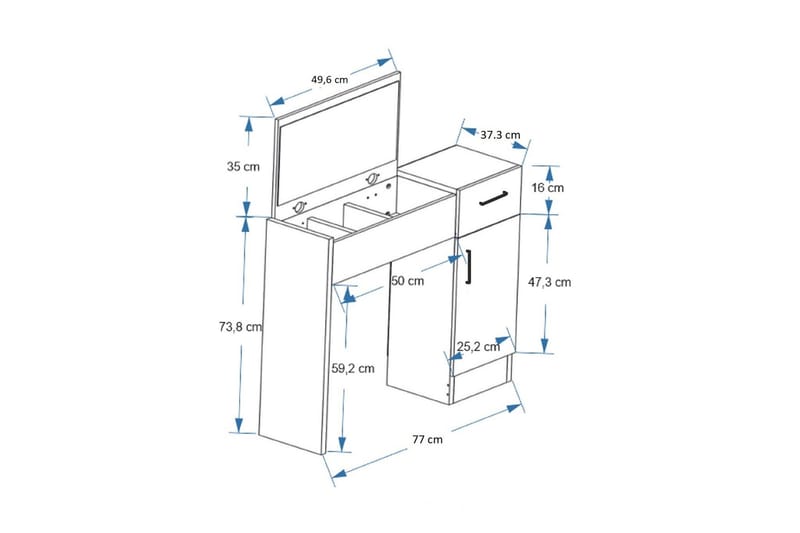 Elgar Sminkebord 77 cm - Lys brun/Antrasitt - Møbler - Bord - Sminkebord & toalettbord