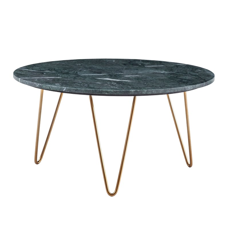 Eliano sofabord 70 cm - Grønn marmor og gull - Møbler - Bord - Sofabord