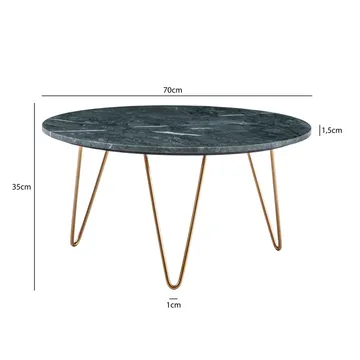 Eliano sofabord 70 cm - Grønn marmor og gull - Møbler - Bord - Sofabord