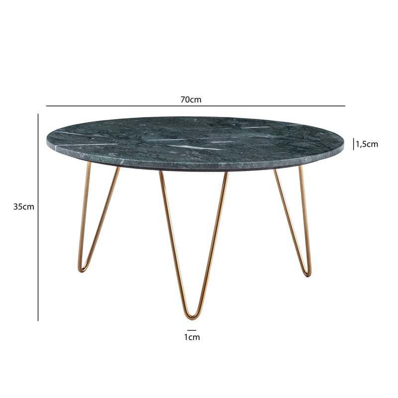 Eliano sofabord 70 cm - Grønn marmor og gull - Møbler - Bord - Sofabord