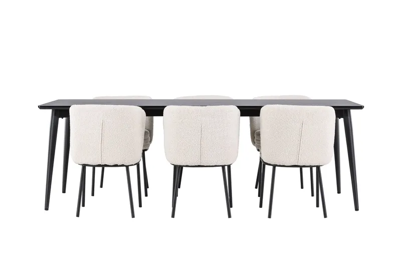 Ellis Spisegruppe 230 cm Rektangulær med 6 Agnes stoler - Sort/Hvid - Møbler - Bord - Spisegrupper