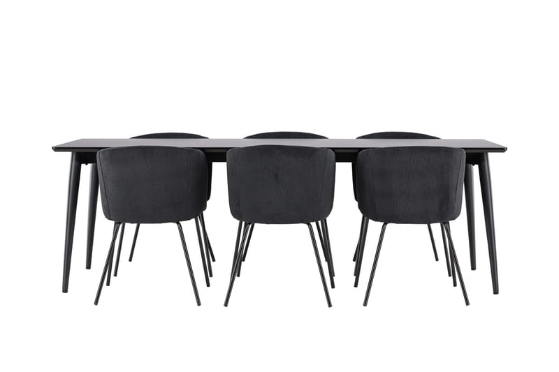 Ellis Spisegruppe 230 cm Rektangulær med 6 Berit stoler - Sort/Sort - Møbler - Bord - Spisegrupper