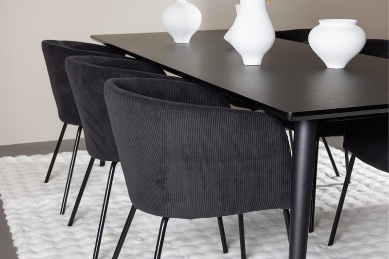 Ellis Spisegruppe 230 cm Rektangulær med 6 Berit stoler - Sort/Sort - Møbler - Bord - Spisegrupper