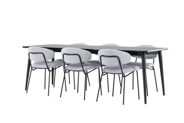 Ellis Spisegruppe 230 cm Rektangulær med 6 Chico stoler - Sort/Blå - Møbler - Bord - Spisegrupper