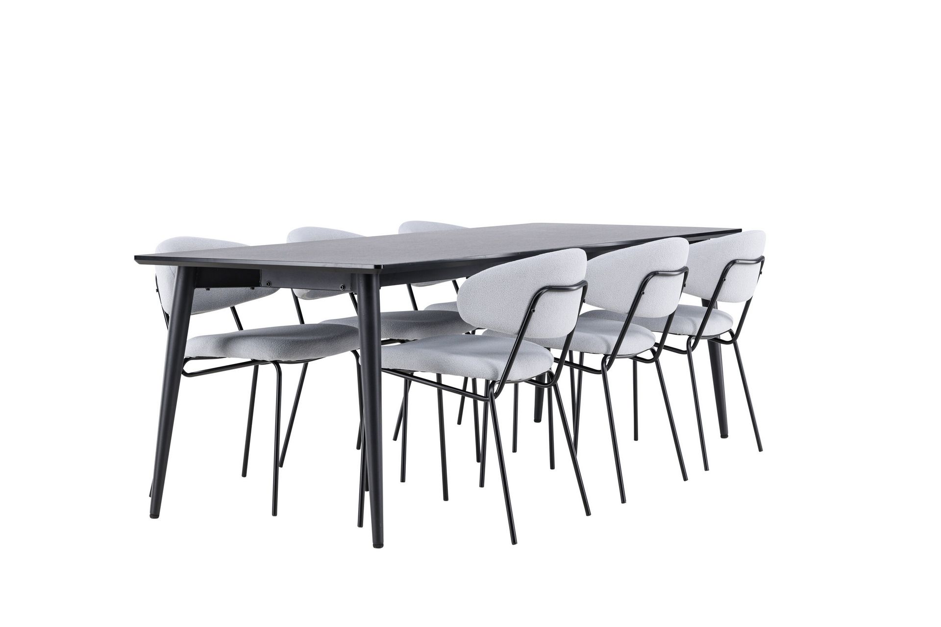 Ellis Spisegruppe 230 cm Rektangulær med 6 Chico stoler - Sort/Blå - Møbler - Bord - Spisegrupper