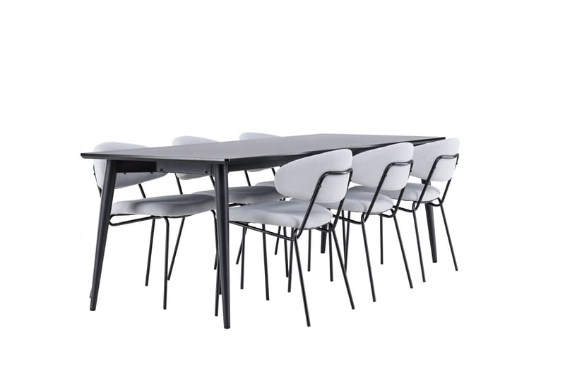 Ellis Spisegruppe 230 cm Rektangulær med 6 Chico stoler - Sort/Blå - Møbler - Bord - Spisegrupper