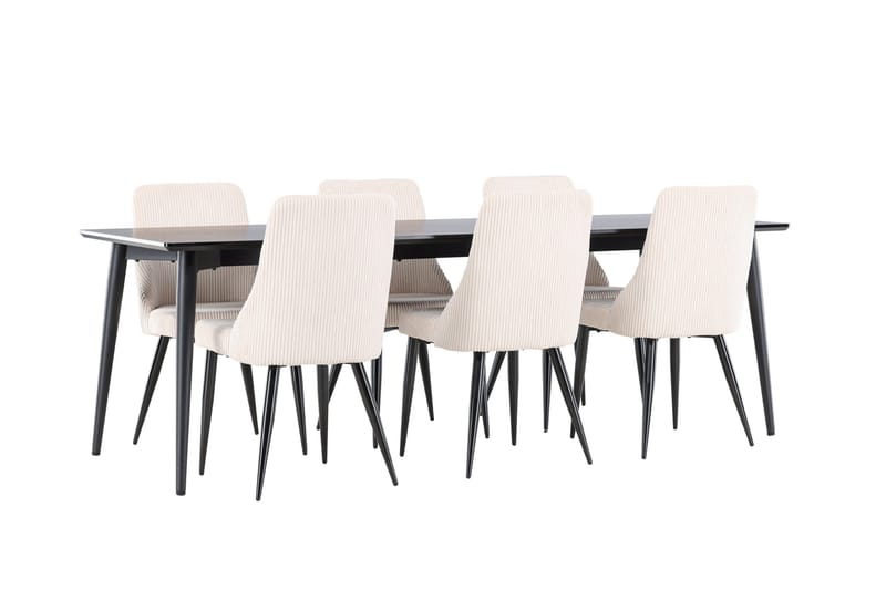 Ellis Spisegruppe 230 cm Rektangulær med 6 Leone stoler - Sort/Beige - Møbler - Bord - Spisegrupper