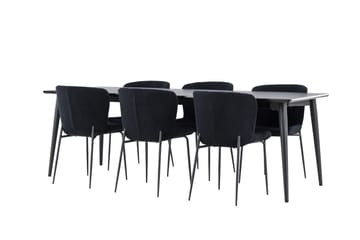 Ellis Spisegruppe 230 cm Rektangulær med 6 Modesto stoler - Sort/Sort - Møbler - Bord - Spisegrupper