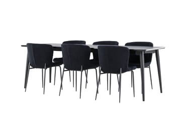Ellis Spisegruppe 230 cm Rektangulær med 6 Modesto stoler - Sort/Sort - Møbler - Bord - Spisegrupper