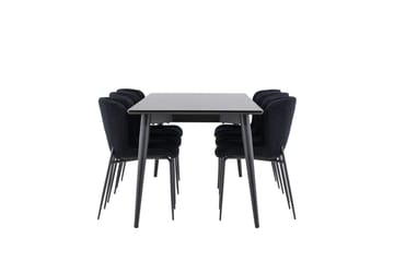 Ellis Spisegruppe 230 cm Rektangulær med 6 Modesto stoler - Sort/Sort - Møbler - Bord - Spisegrupper