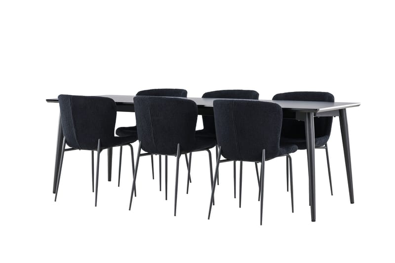 Ellis Spisegruppe 230 cm Rektangulær med 6 Modesto stoler - Sort/Sort - Møbler - Bord - Spisegrupper