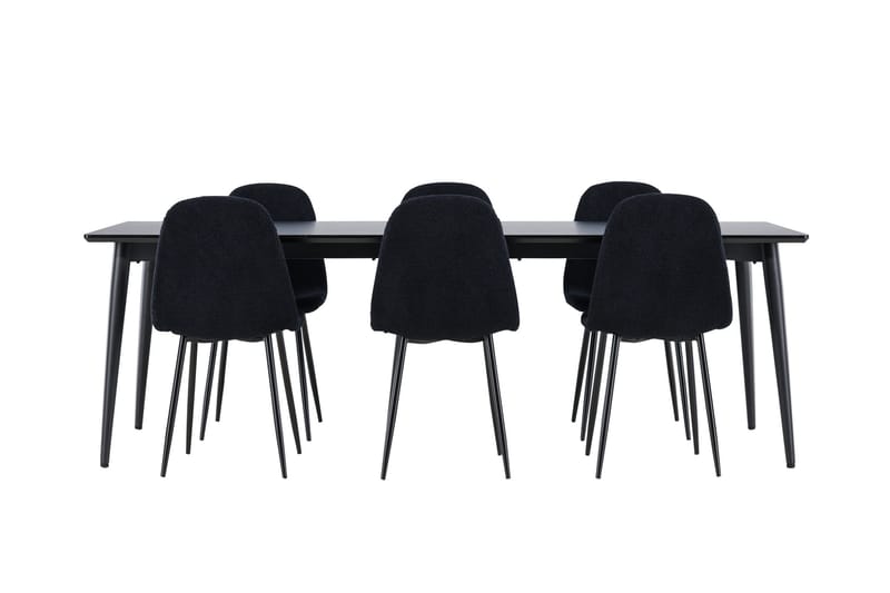 Ellis Spisegruppe 230 cm Rektangulær med 6 Polar stoler - Sort/Sort - Møbler - Bord - Spisegrupper